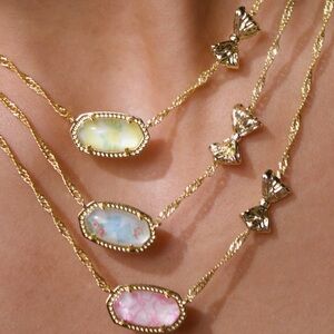 NEW Kendra Scott X Love Shack Fancy Yellow Floral Necklace Dual Sided Gold Bow